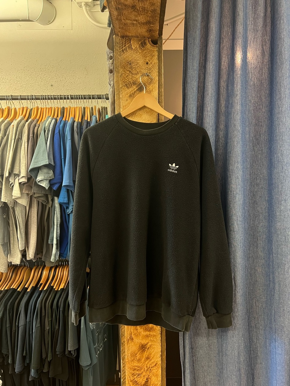 Vintage Adidas Fleece Black Crewneck